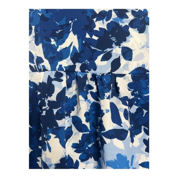 Vince Camuto Flutter Sleeve V-Neck Layered Navy White Leaves Womens Oversized XS - Picture 14 of 16